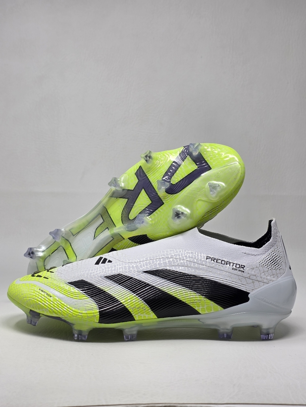 Adidas Predator Elite Laceless FG Men Size 12.5 White Green Soccer Cleats JI1075